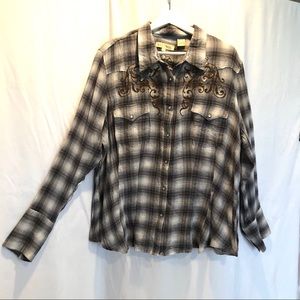 Stetson plaid Snap-front Embroidered Western Shirt